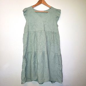 Brand New Sage Tiered Flutter Sleeve Dress